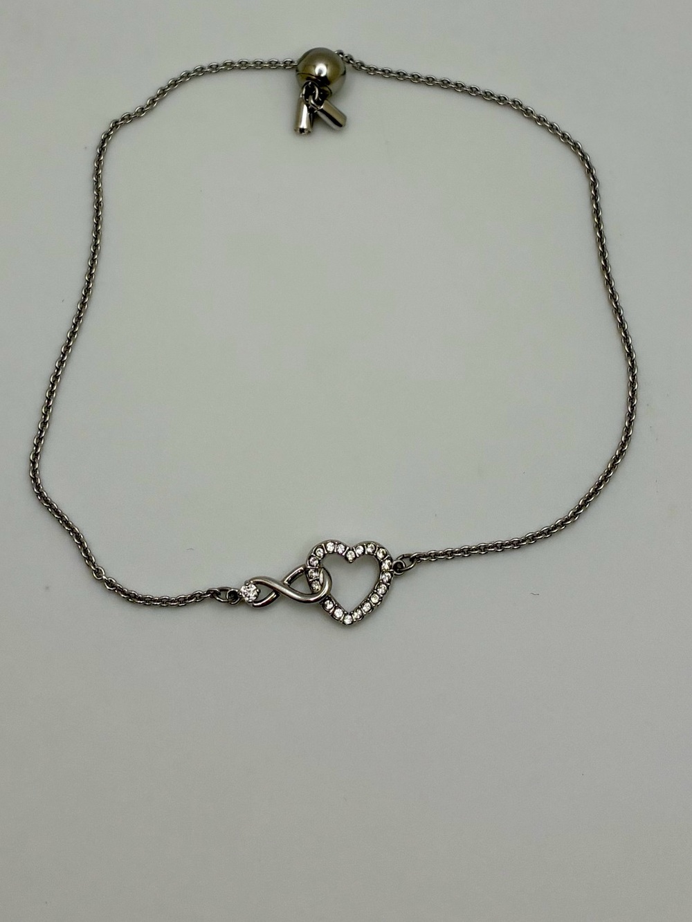 swarovski crystal Hyperbola Infinity heart bracelet, Rhodium plated